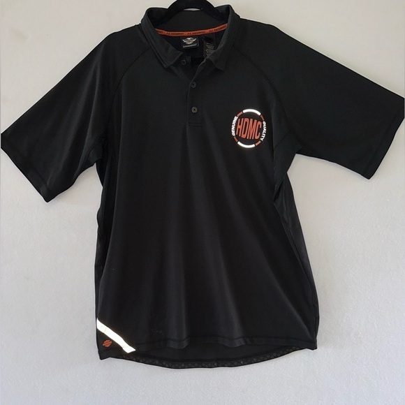 Harley Davidson Black Stretch Performance Short Sleeve Polo Shirt Size XLarge - Picture 1 of 6